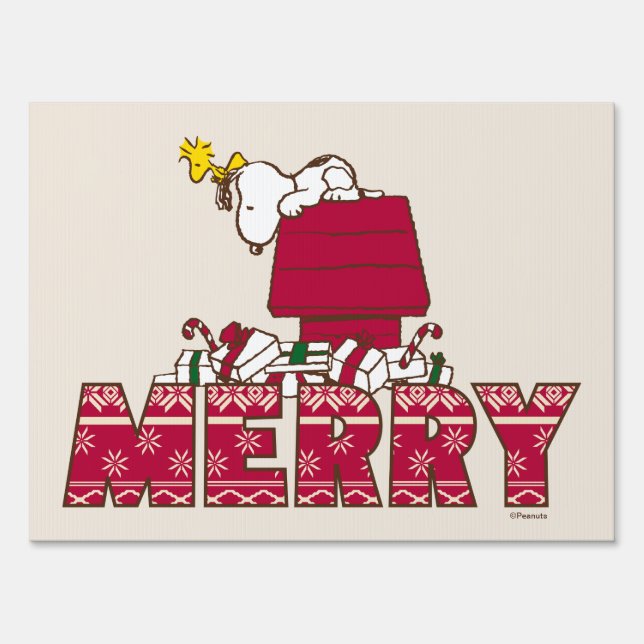Peanuts | Snoopy & Woodstock Merry Ugly Sweater Sign (Front)