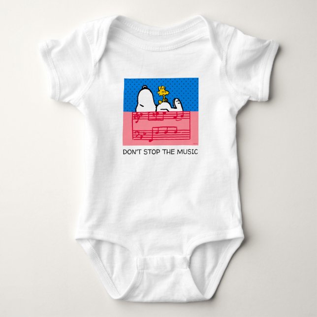 Peanuts | Snoopy & Woodstock Music & Polka Dots Baby Bodysuit (Front)