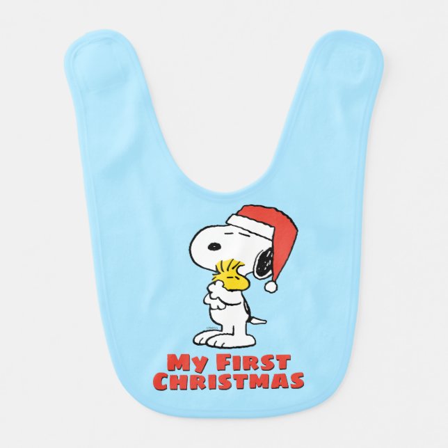 Peanuts | Snoopy & Woodstock - My First Christmas Baby Bib (Front)