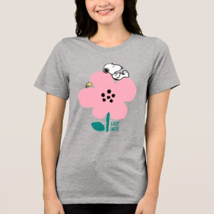 Peanuts   Snoopy & Woodstock Nap on Pink Flower Tri-Blend Shirt