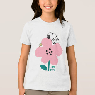 Peanuts | Snoopy & Woodstock Nap on Pink Flower Tri-Blend Shirt