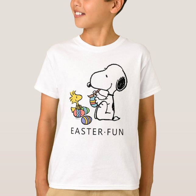 Peanuts | Snoopy & Woodstock Painting Eggs T-Shirt (Front)