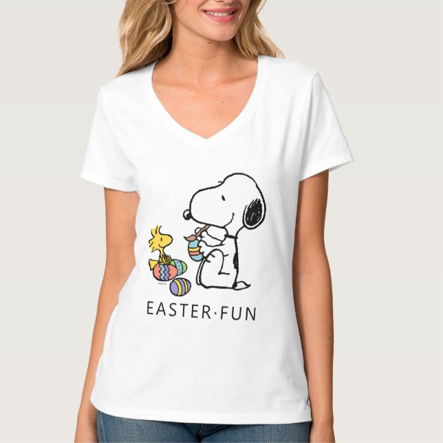 Peanuts | Snoopy & Woodstock Painting Eggs T-Shirt (Front)