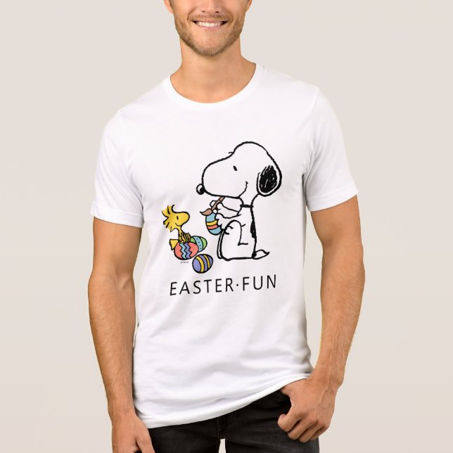 Peanuts | Snoopy & Woodstock Painting Eggs Tri-Blend Shirt (Front)
