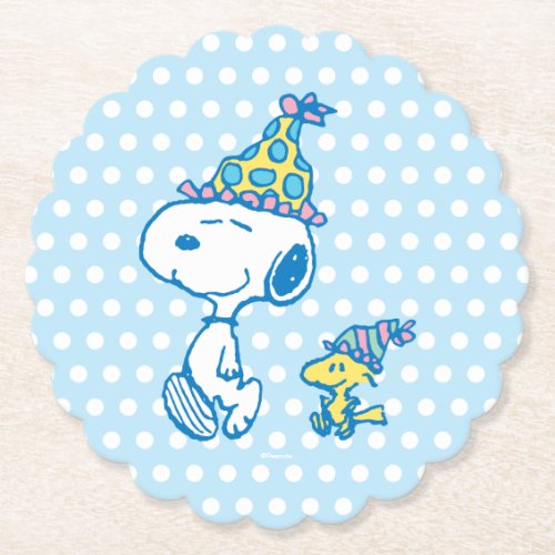 PEANUTS  Snoopy  Woodstock Party Polka Dots Paper Coaster