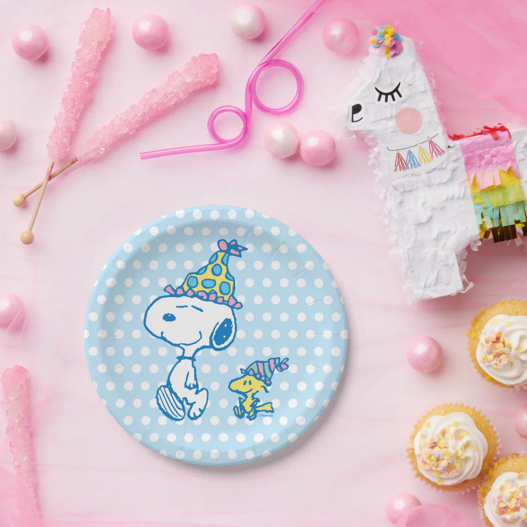 PEANUTS | Snoopy & Woodstock Party Polka Dots Paper Plates
