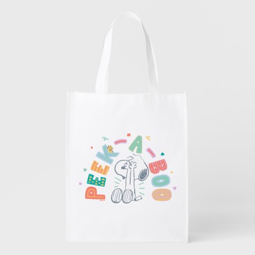 Peanuts  Snoopy  Woodstock Pastel Peek_A_Boo Grocery Bag