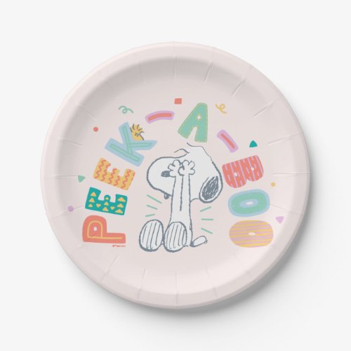 Peanuts  Snoopy  Woodstock Pastel Peek_A_Boo Paper Plates