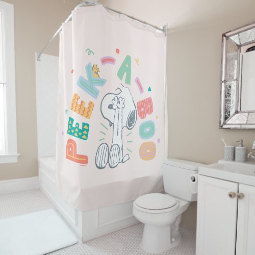 Peanuts  Snoopy  Woodstock Pastel Peek_A_Boo Shower Curtain