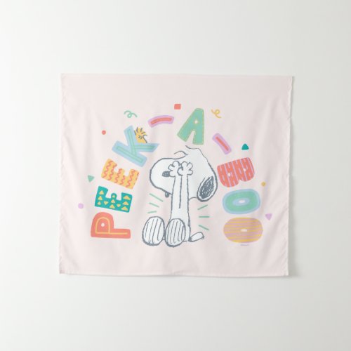 Peanuts  Snoopy  Woodstock Pastel Peek_A_Boo Tapestry