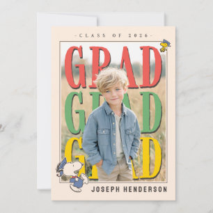 Peanuts Snoopy Woodstock PhotoPop Graduation Invitation