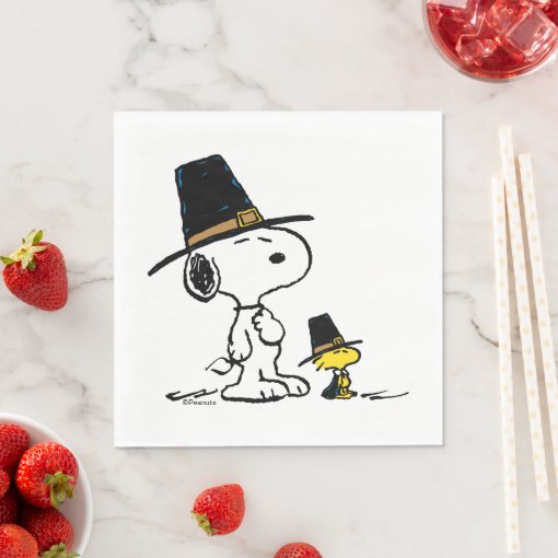 Peanuts Snoopy And Woodstock Pilgrim Napkins Zazzle