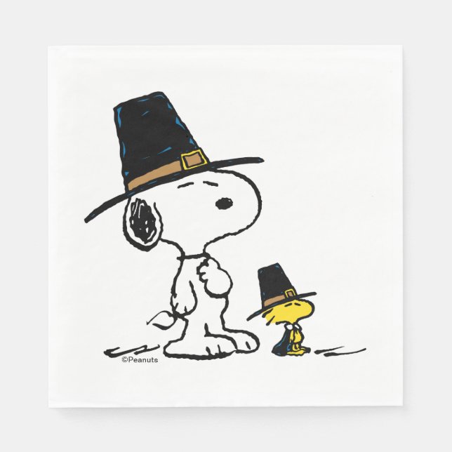 Peanuts | Snoopy & Woodstock Pilgrim Napkins (Front)