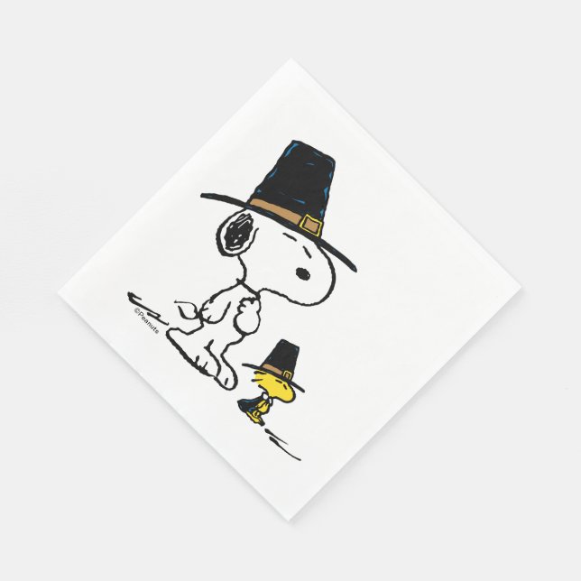 Peanuts | Snoopy & Woodstock Pilgrim Napkins | Zazzle