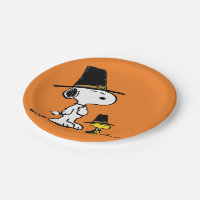 Peanuts | Snoopy & Woodstock Pilgrim Paper Plates | Zazzle