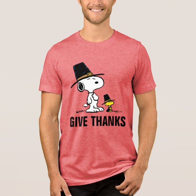 Peanuts | Snoopy & Woodstock Pilgrim Tri-Blend Shirt (Front)