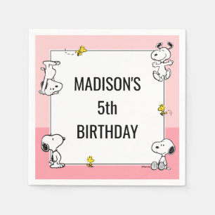 Peanuts Snoopy & Woodstock Pink Birthday Napkins