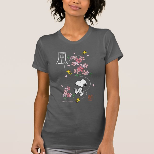 Peanuts | Snoopy & Woodstock Pink Spring Blossoms T-Shirt (Front)