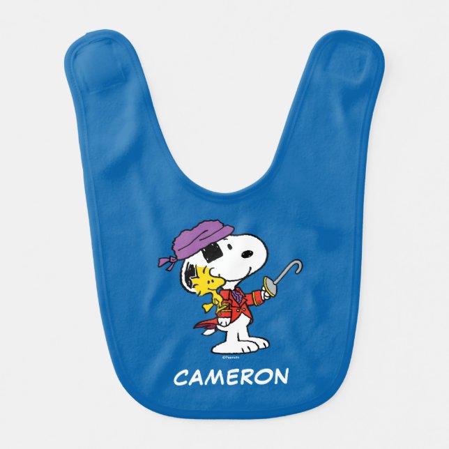 Peanuts | Snoopy & Woodstock Pirates Baby Bib (Front)