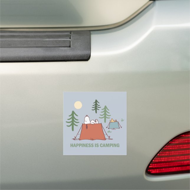 Peanuts | Snoopy & Woodstock Pitching Tents Car Magnet (In Situ)