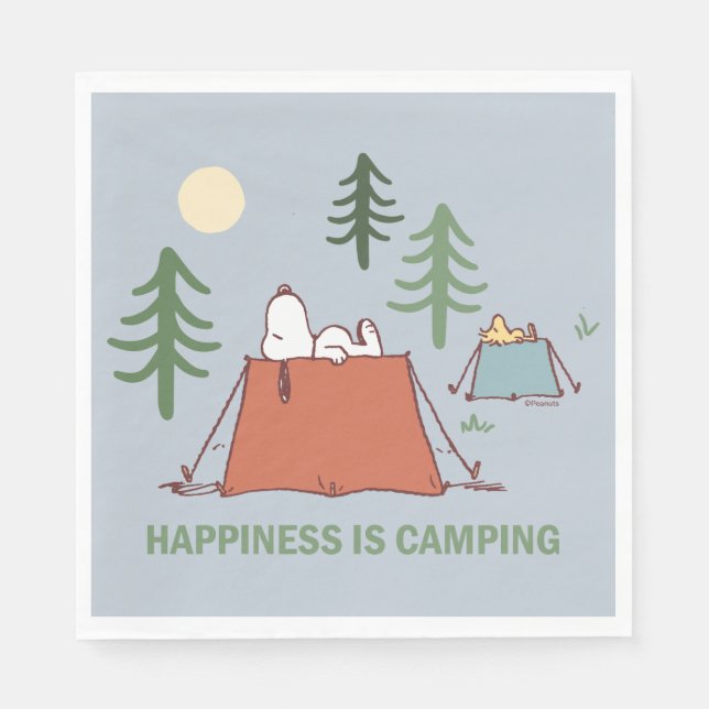 Peanuts | Snoopy & Woodstock Pitching Tents Napkins (Front)