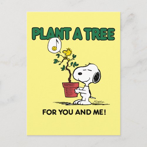 Peanuts  Snoopy  Woodstock Plant A Tree Postcard