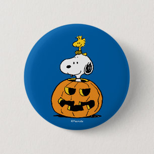 Peanuts   Snoopy & Woodstock Pop-up Pumpkin Button