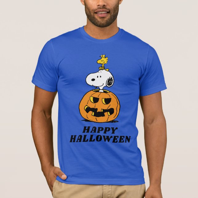 Peanuts | Snoopy & Woodstock Pop-up Pumpkin T-Shirt (Front)