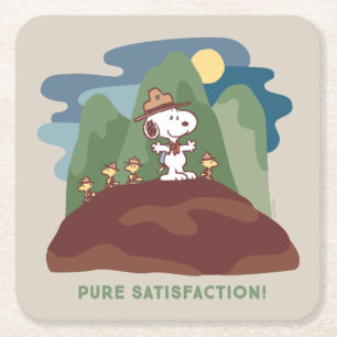 Peanuts Snoopy & Woodstock Pure Satisfaction Square Paper Coaster