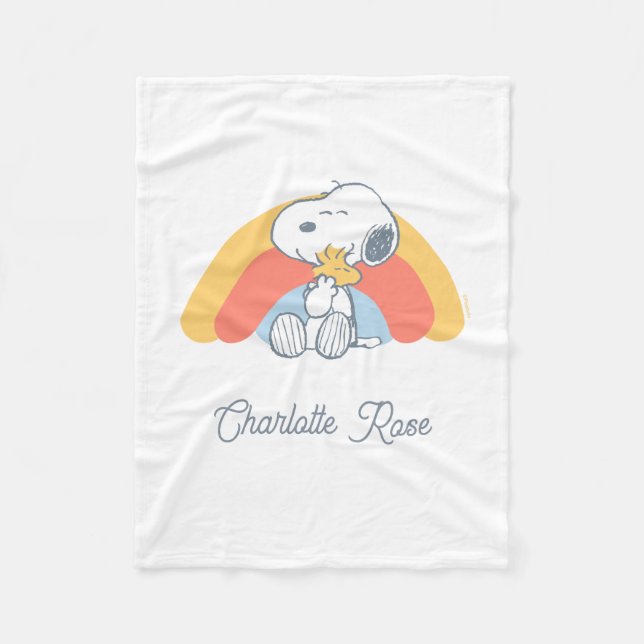 Peanuts | Snoopy & Woodstock Rainbow Baby Fleece B Blanket (Front)