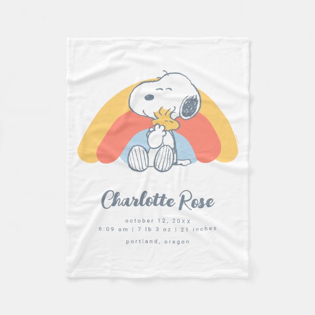 Peanuts | Snoopy & Woodstock Rainbow Baby Fleece Blanket (Front)