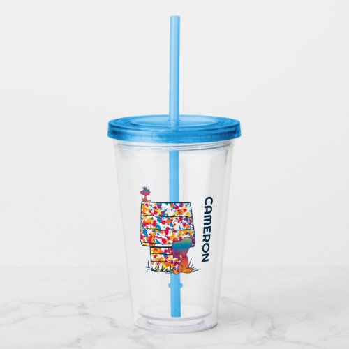 Peanuts  Snoopy  Woodstock Rainbow Paint Acrylic Tumbler