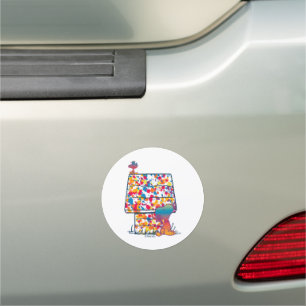 Peanuts   Snoopy & Woodstock Rainbow Paint Car Magnet