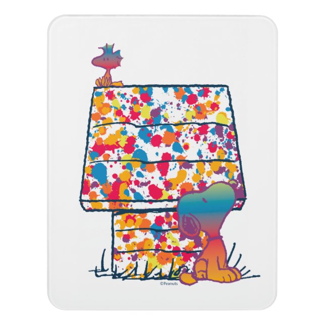 Peanuts | Snoopy & Woodstock Rainbow Paint Door Sign (Contemporary Vert)