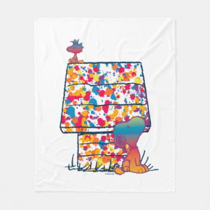 Peanuts Snoopy & Woodstock Rainbow Paint Fleece Blanket
