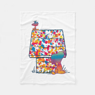 Peanuts Snoopy & Woodstock Rainbow Paint Fleece Blanket