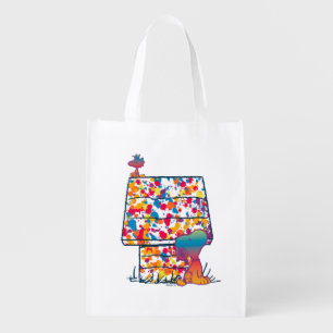 Peanuts Snoopy & Woodstock Rainbow Paint Grocery Bag