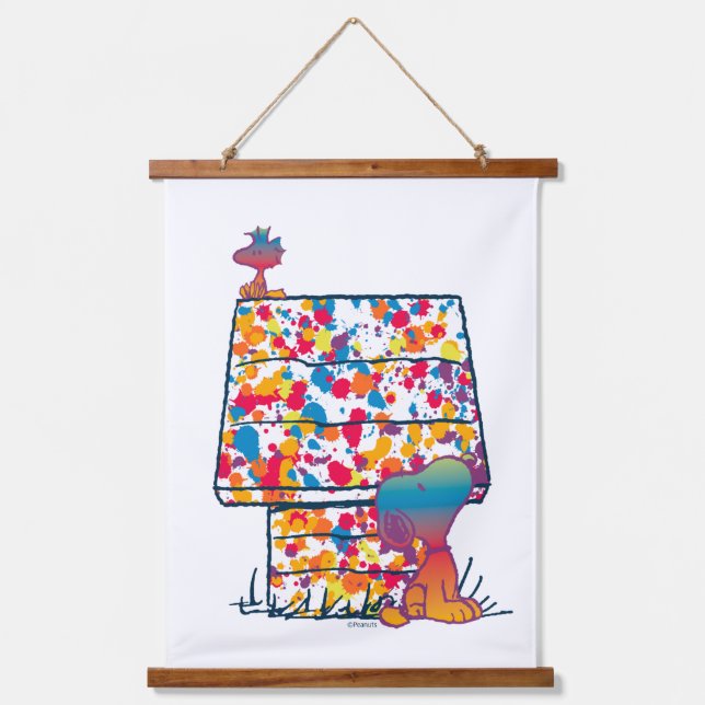 Peanuts | Snoopy & Woodstock Rainbow Paint Hanging Tapestry (Front)