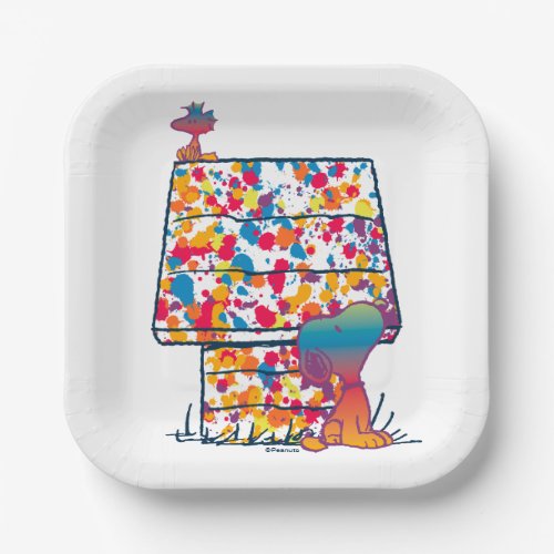 Peanuts  Snoopy  Woodstock Rainbow Paint Paper Plates