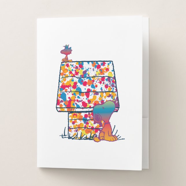 Peanuts | Snoopy & Woodstock Rainbow Paint Pocket Folder (Front)