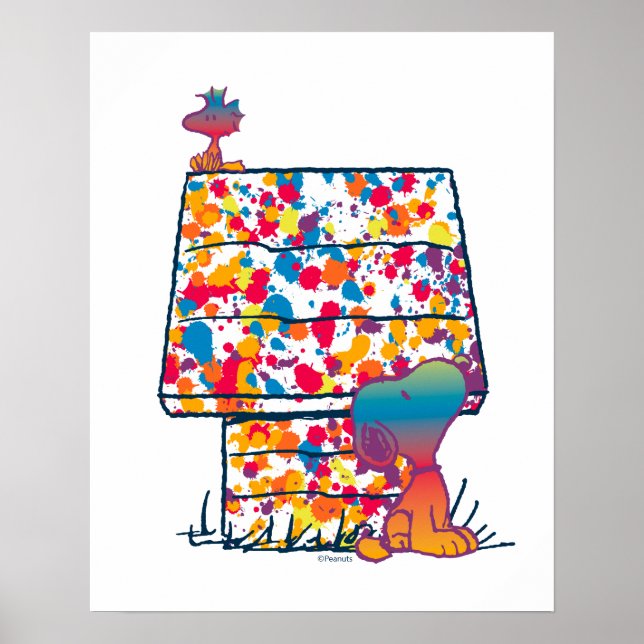 Peanuts | Snoopy & Woodstock Rainbow Paint Poster (Front)