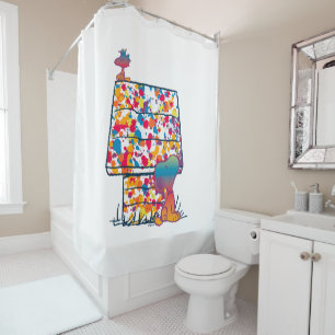 Peanuts   Snoopy & Woodstock Rainbow Paint Shower Curtain