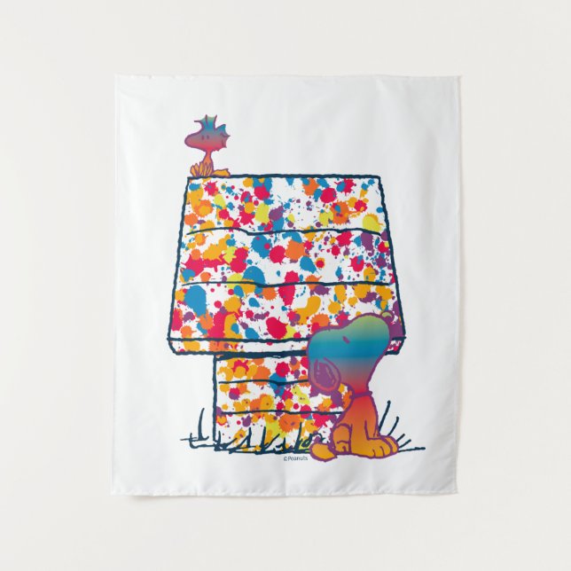 Peanuts | Snoopy & Woodstock Rainbow Paint Tapestry (Front)