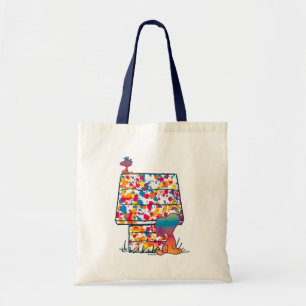Peanuts Snoopy & Woodstock Rainbow Paint Tote Bag