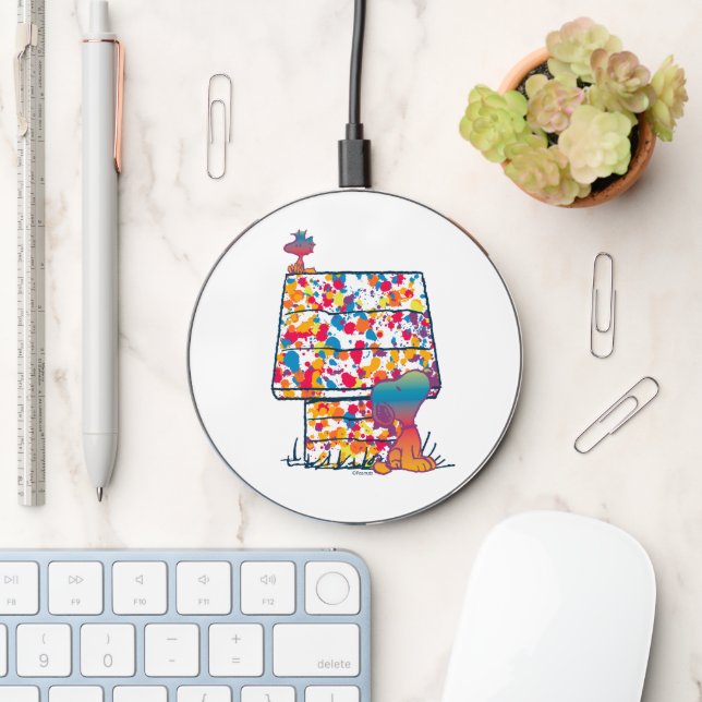 Peanuts | Snoopy & Woodstock Rainbow Paint Wireless Charger (Desk)