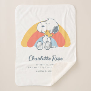 Peanuts   Snoopy & Woodstock Rainbow Sherpa Blanket