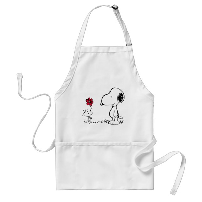 Peanuts | Snoopy & Woodstock Red & Black Adult Apron (Front)