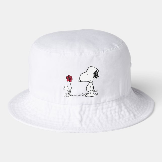 Peanuts | Snoopy & Woodstock Red & Black Bucket Hat (Front)
