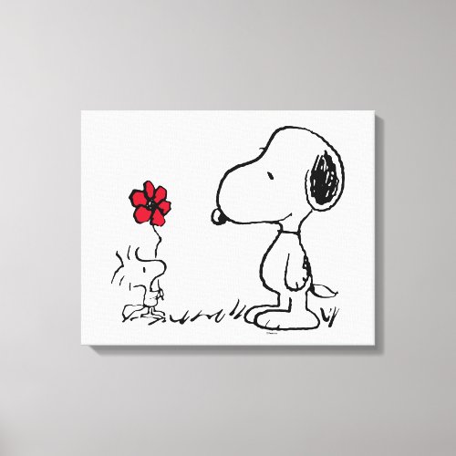 Peanuts  Snoopy  Woodstock Red  Black Canvas Print