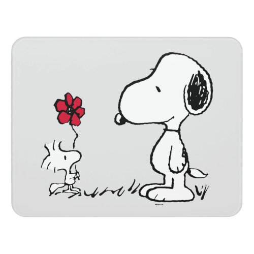 Peanuts  Snoopy  Woodstock Red  Black Door Sign